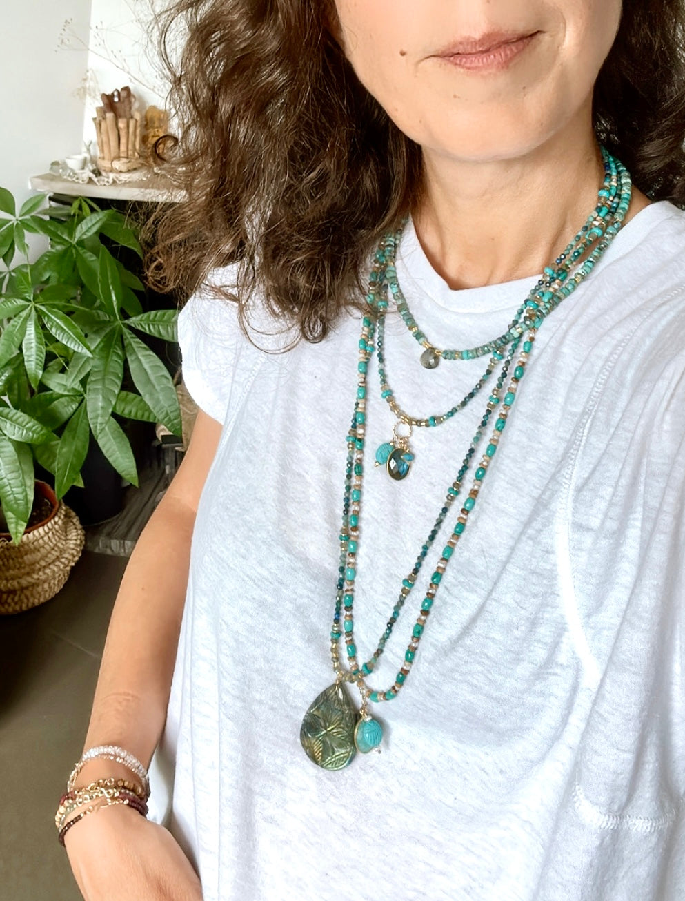Collection RAKSA Labradorite, Turquoises et Chrysocolles.