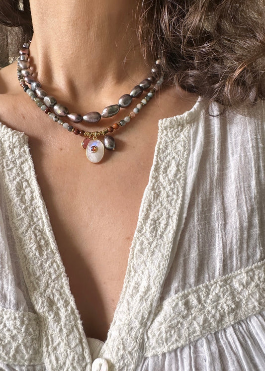 Colliers Anora Perles Grises