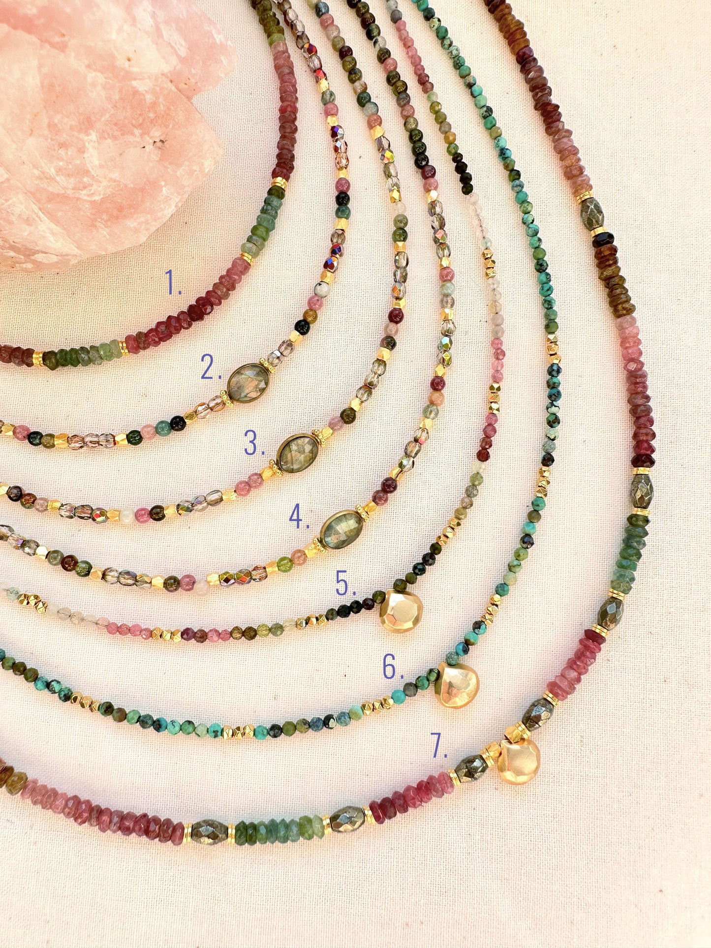 Colliers THEA Tourmalines et Labradorite