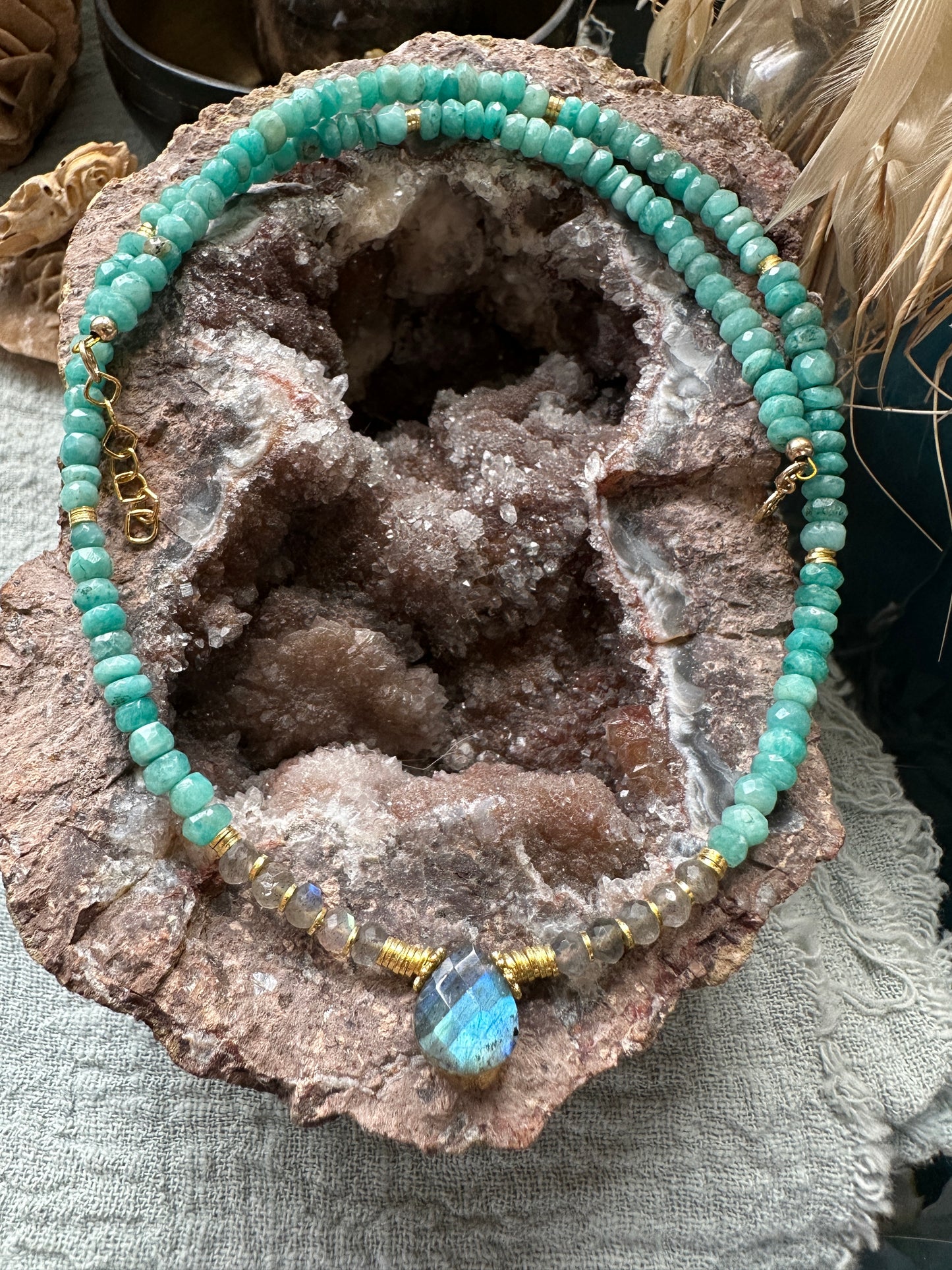 Collection RAKSA Labradorite, Turquoises et Chrysocolles.