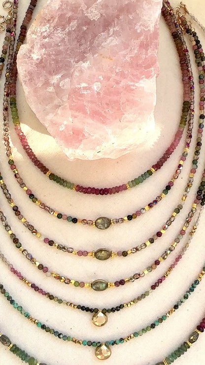 Colliers THEA Tourmalines et Labradorite