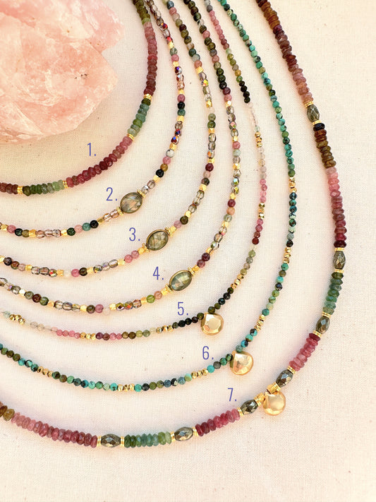 Colliers THEA Tourmalines et Labradorite